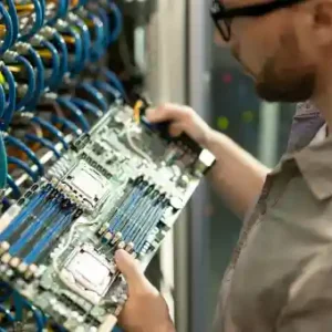 Infographic showing a Computer Specialist Diploma program covering computer hardware, software, operating systems, troubleshooting, networking, cybersecurity, and practical IT skills.